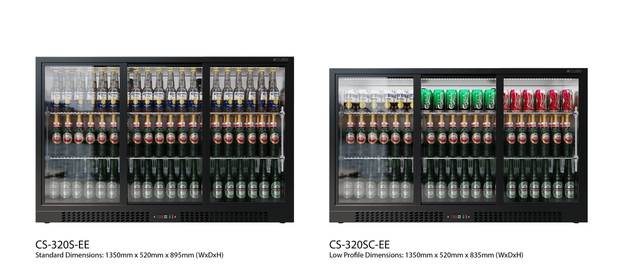 Cubo Barkühlschrank 324L - 3 Glasschiebetüren - Abschließbar - CS-320S-EE