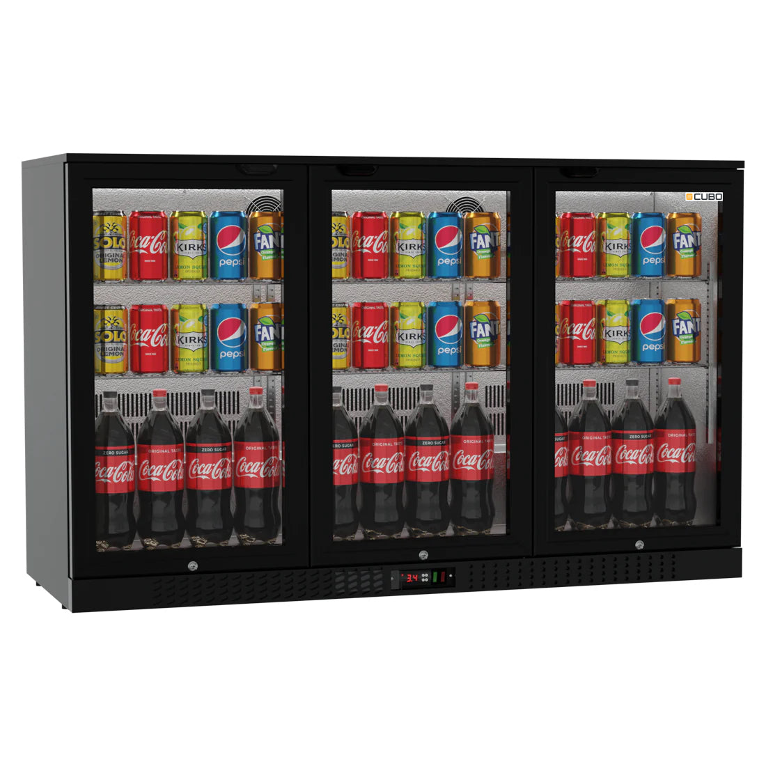 Bar Fridge 324L - 3 Hinged Glass Doors - Lockable - CS-320H-EE