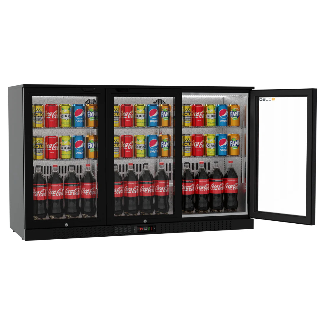 Bar Fridge 324L - 3 Hinged Glass Doors - Lockable - CS-320H-EE