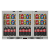 Bar Fridge 324L - 3 Hinged Glass Doors Stainless Steel - Lockable - CS-320H-S-EE