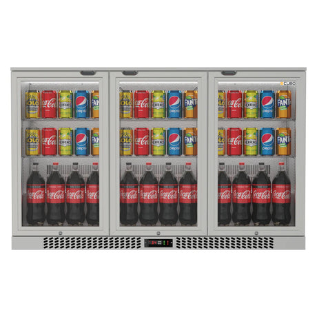 Bar Fridge 324L - 3 Hinged Glass Doors Stainless Steel - Lockable - CS-320H-S-EE