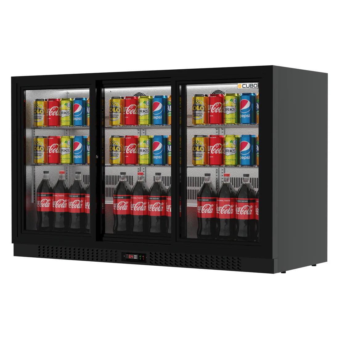 Bar Fridge 324L - 3 Sliding Glass Doors - Lockable - CS-320S-EE