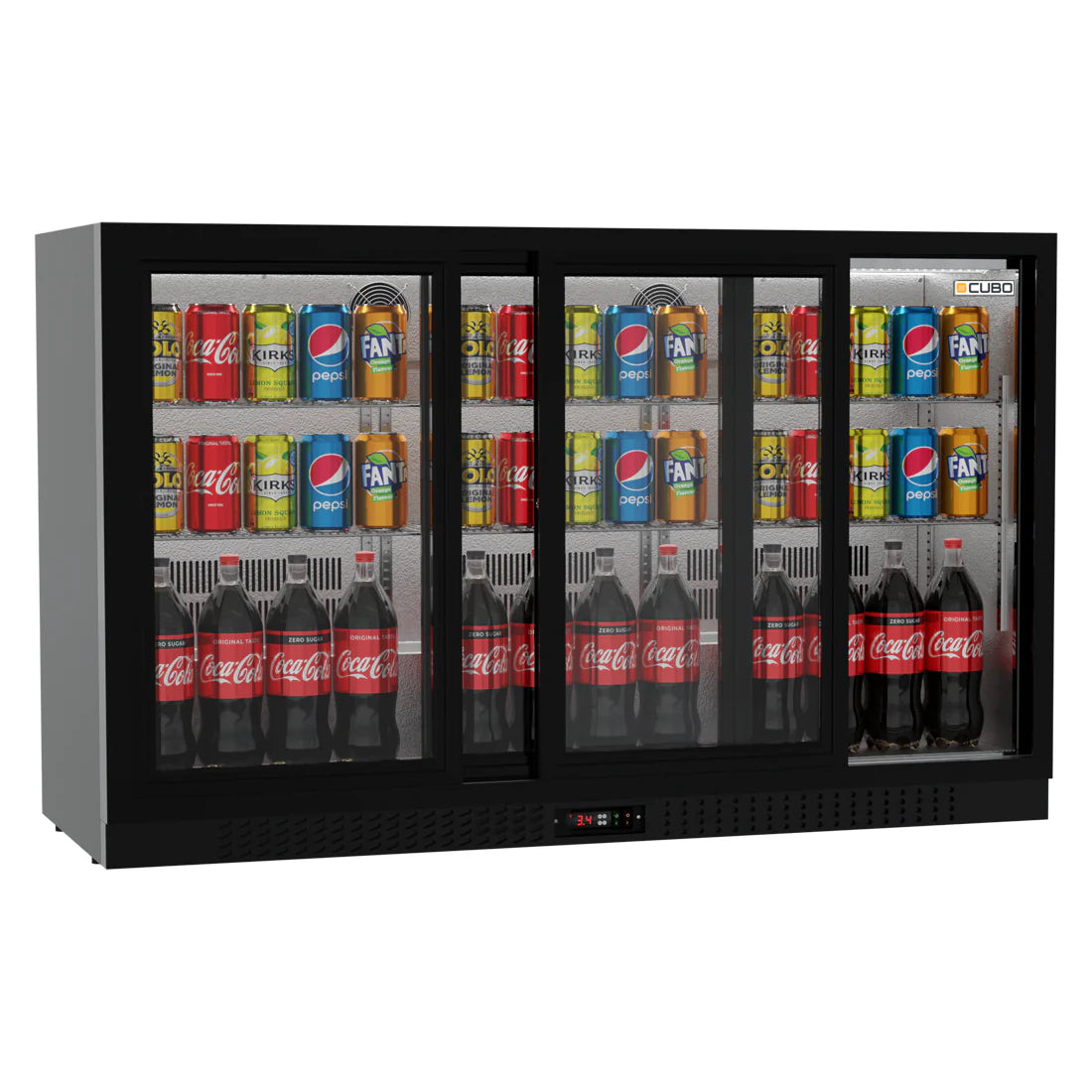 Bar Fridge 324L - 3 Sliding Glass Doors - Lockable - CS-320S-EE