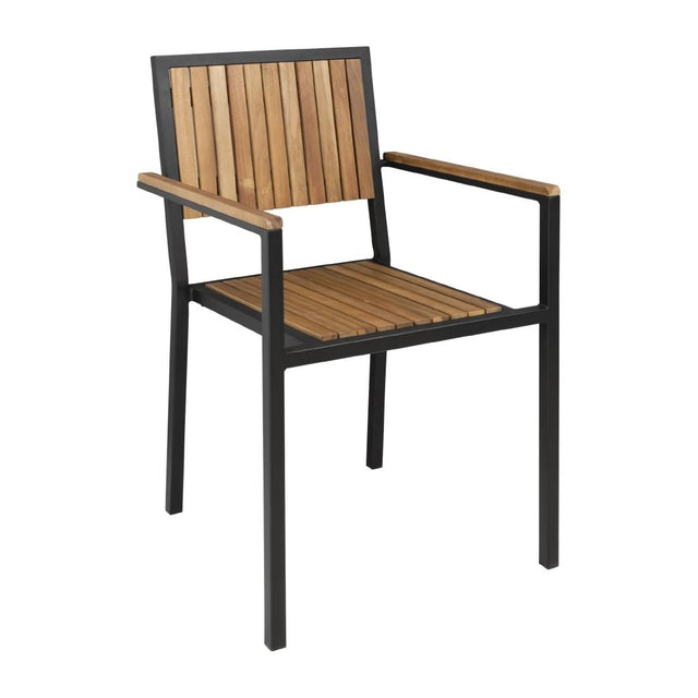 Bolero Steel & Acacia Armchair (Pack of 4) - DS151  Bolero