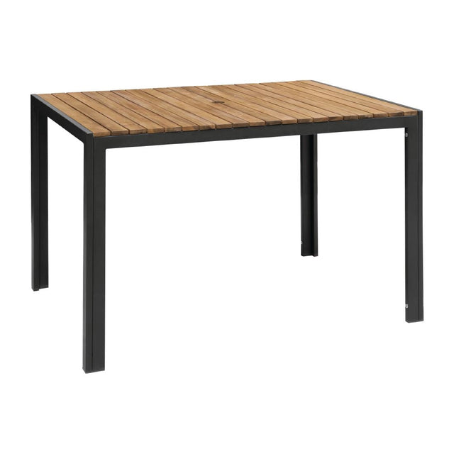 Bolero Acacia Wood and Steel Rectangular Table 1200mm - DS153  Bolero