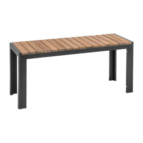 Bolero Rectangular Steel and Acacia Benches 1000mm (Pack of 2) - DS154  Bolero