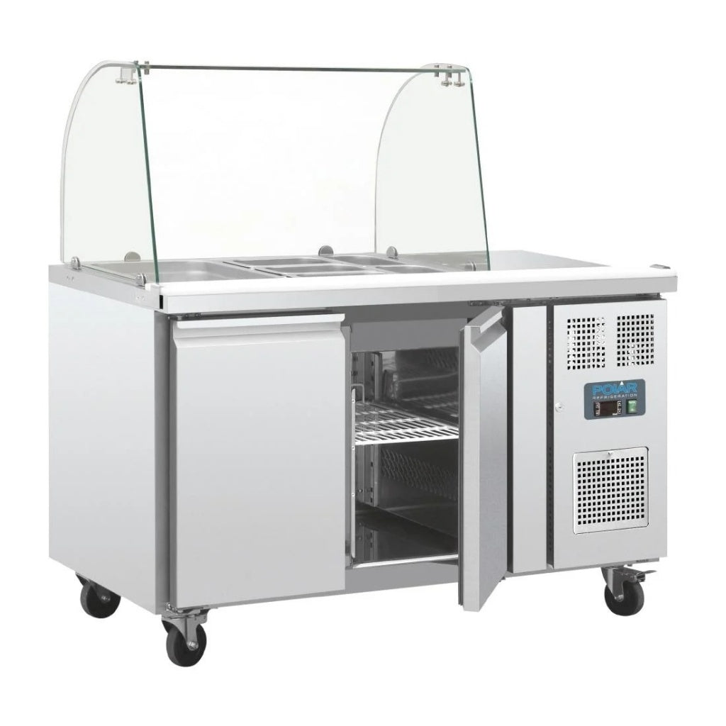 Polar U-Series Double Door Refrigerated Gastronorm Saladette Counter - CT393 Saladette Counters Polar