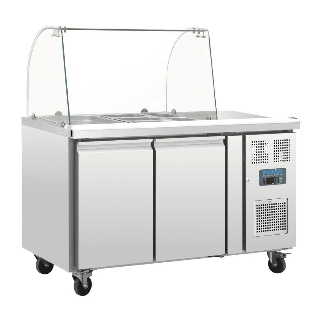 Polar U-Series Double Door Refrigerated Gastronorm Saladette Counter - CT393 Saladette Counters Polar