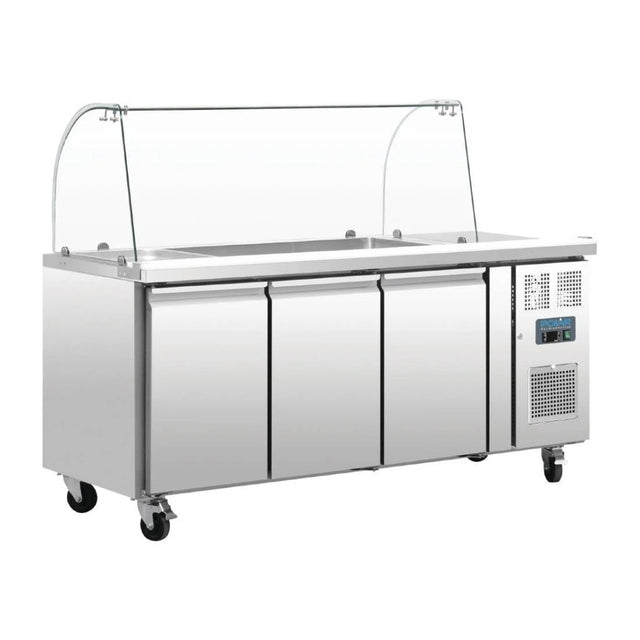 Polar U-Series Triple Door Refrigerated Gastronorm Saladette Counter - CT394 Pizza Prep Counters - 3 Door Polar