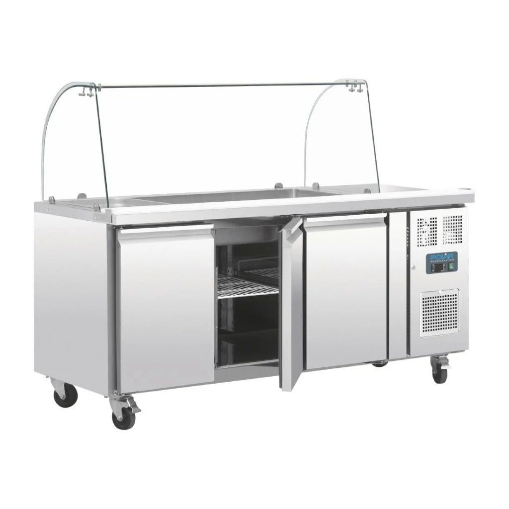 Polar U-Series Triple Door Refrigerated Gastronorm Saladette Counter - CT394 Pizza Prep Counters - 3 Door Polar