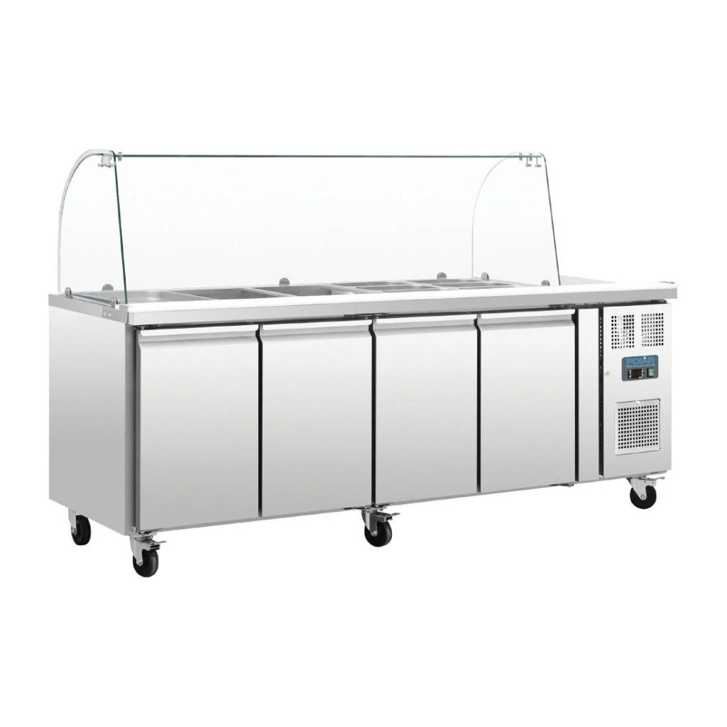 Polar U-Series Four Door Refrigerated Gastronorm Saladette Counter - CT395 Saladette Counters Polar