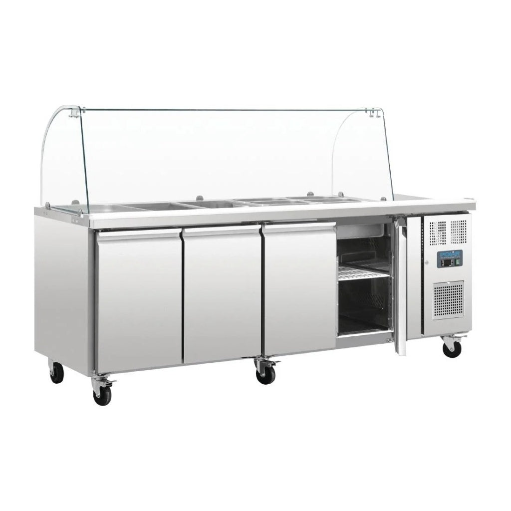 Polar U-Series Four Door Refrigerated Gastronorm Saladette Counter - CT395 Saladette Counters Polar