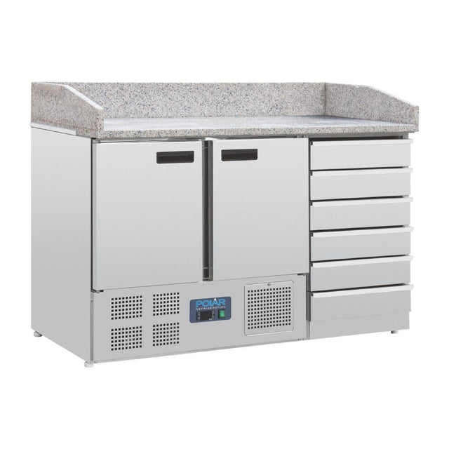 Polar G-Series Double Door Pizza Counter with Granite Top and Dough Drawers - CT425  Polar