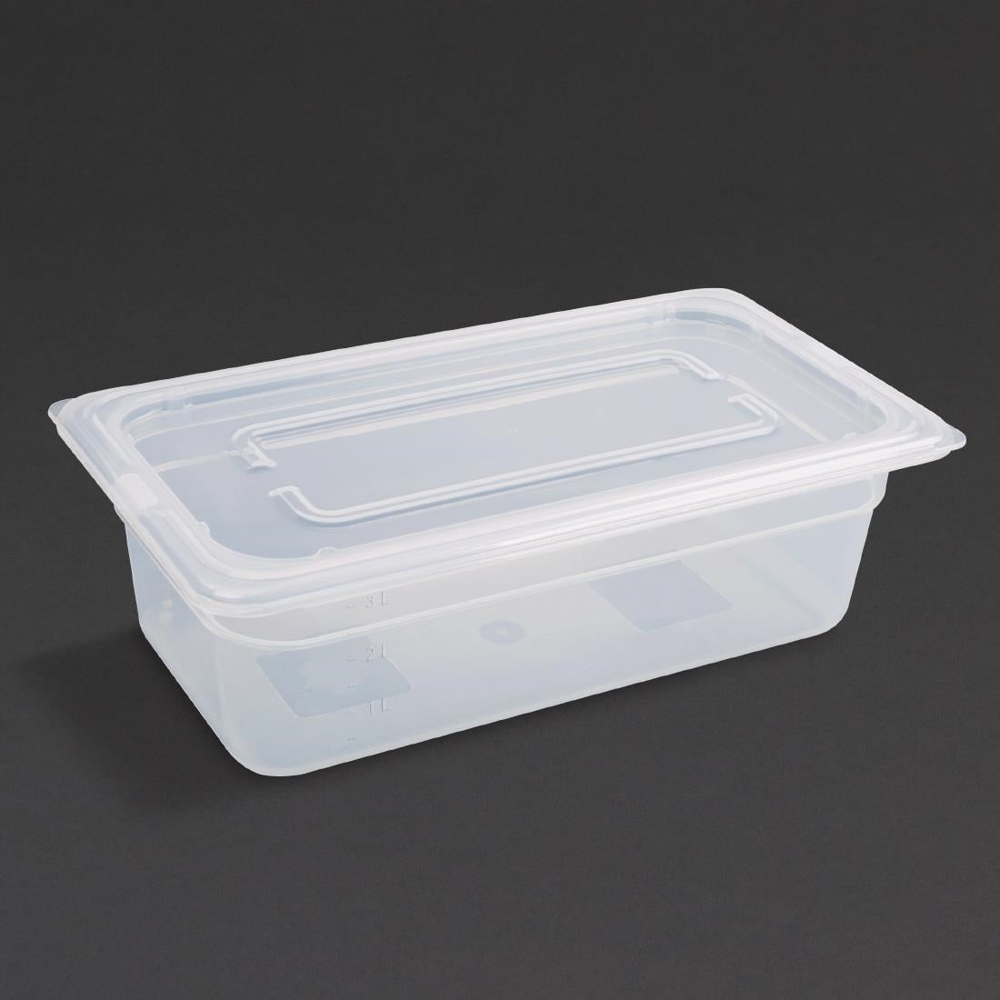 Vogue Polypropylene 1/3 Gastronorm Container with Lid 100mm (Pack of 4) - GJ519  Vogue