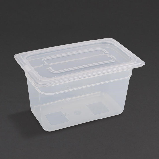 Vogue Polypropylene 1/4 Gastronorm Container with Lid 150mm (Pack of 4) - GJ524  Vogue