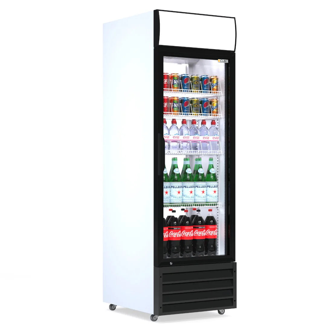 Display Fridge 335L - 1 Glass Door with Merchandising Canopy - Lockable - CS-370W-EE