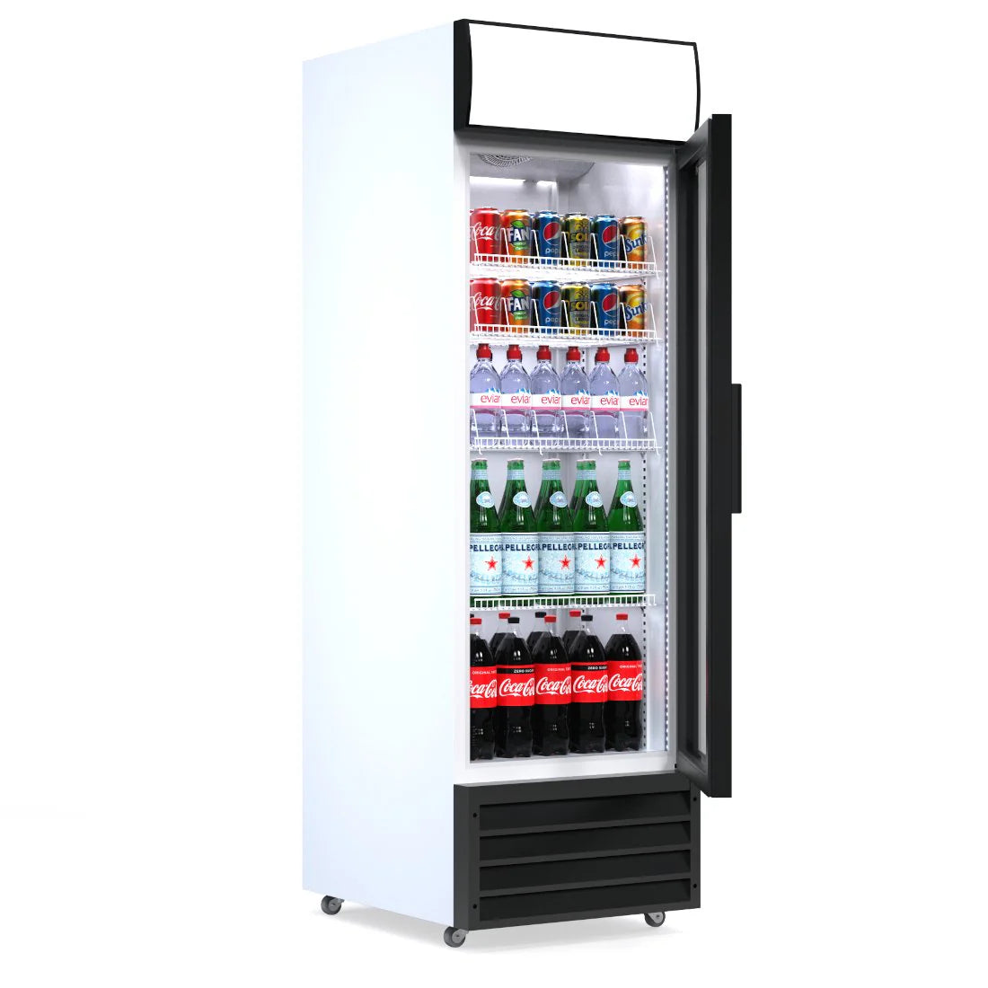 Display Fridge 335L - 1 Glass Door with Merchandising Canopy - Lockable - CS-370W-EE