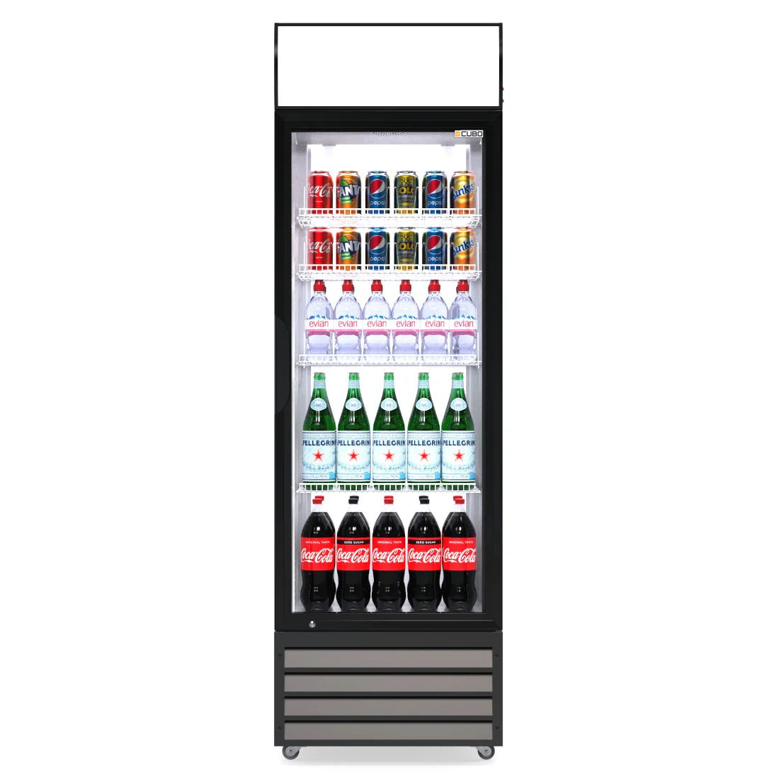 Display Fridge 335L - 1 Glass Door with Merchandising Canopy - Lockable - CS-370W-EE