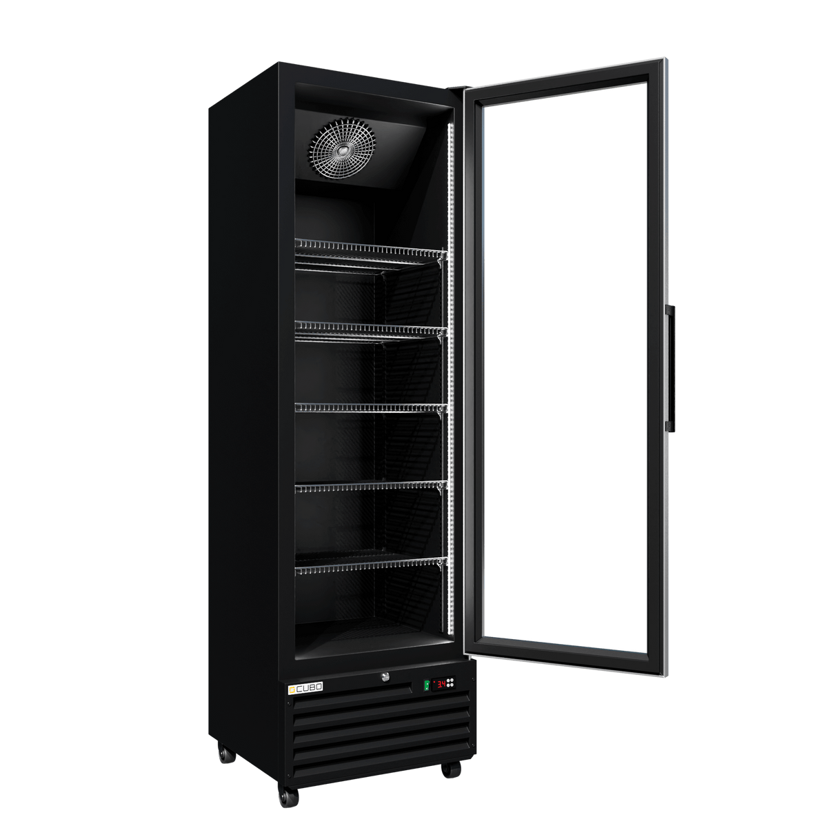 CUBO koelkast - 400 Liter – 1 Glasdeur – 5 Legplanken – Zwart Interieur – CS-SU400