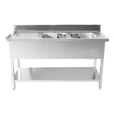 CUBO roestvrijstalen dubbele spoelbak met afdruipplaat rechts 1400 mm CS-SSWB-1400