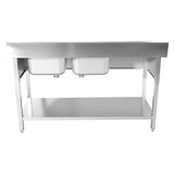 CUBO roestvrijstalen dubbele spoelbak met afdruipplaat rechts 1400 mm CS-SSWB-1400