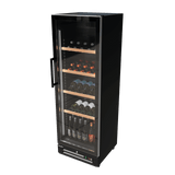 CUBO Wine Display Cooler / Fridge 360L - 1 Door - 5 Shelves - Glass Door - Black Interior / Wooden Guardrail - CS-WF375