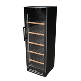 CUBO Wine Display Cooler / Fridge 360L - 1 Door - 5 Shelves - Glass Door - Black Interior / Wooden Guardrail - CS-WF375