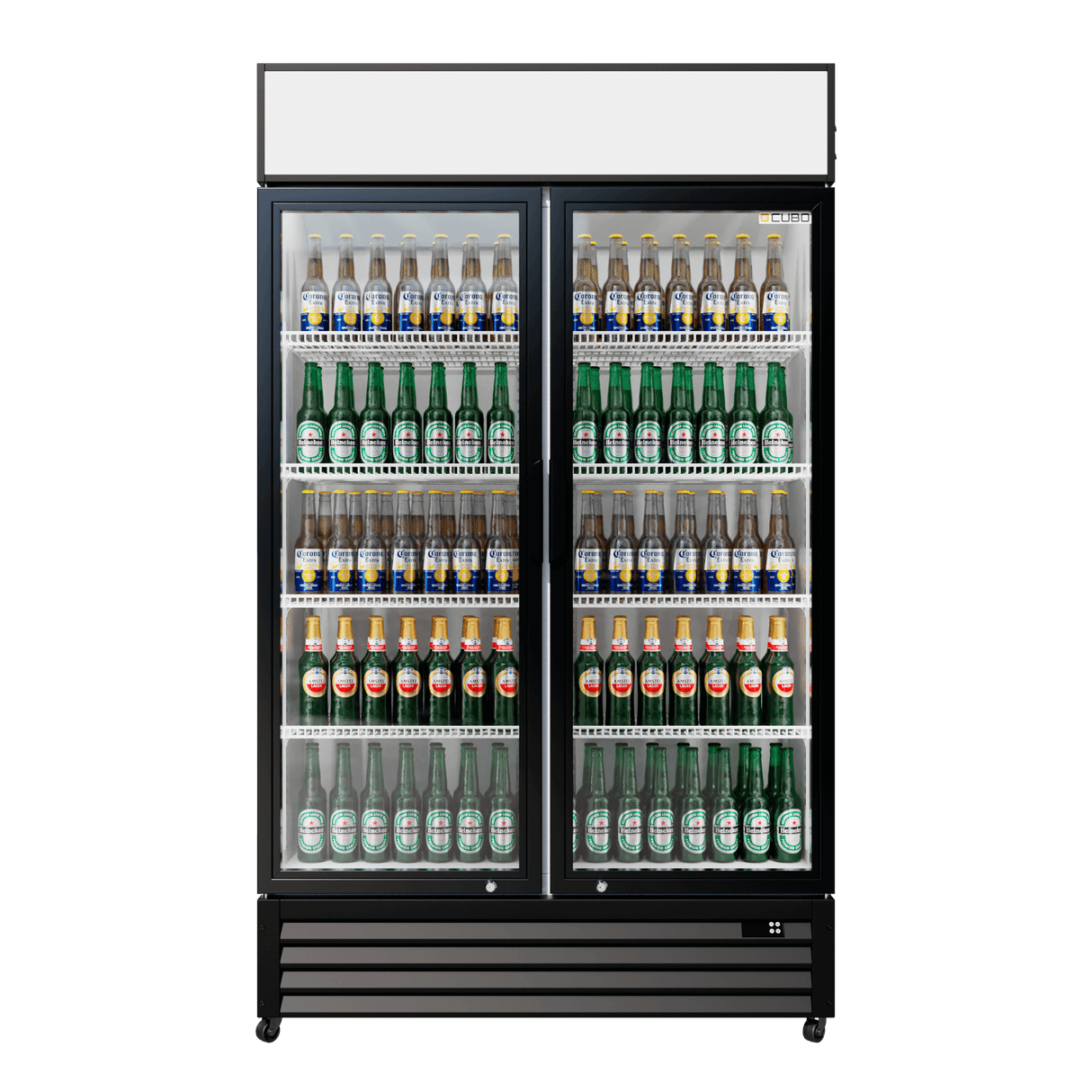 CUBO Kühlvitrine 525L - 2 Glastüren mit Scharnieren und Warendach - Abschließbar - Energieeffizient - CS-690A-EE