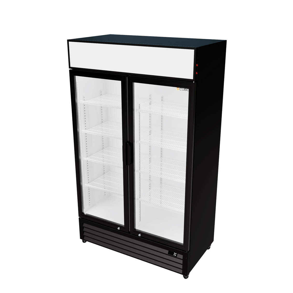 CUBO Kühlvitrine 525L - 2 Glastüren mit Scharnieren und Warendach - Abschließbar - Energieeffizient - CS-690A-EE