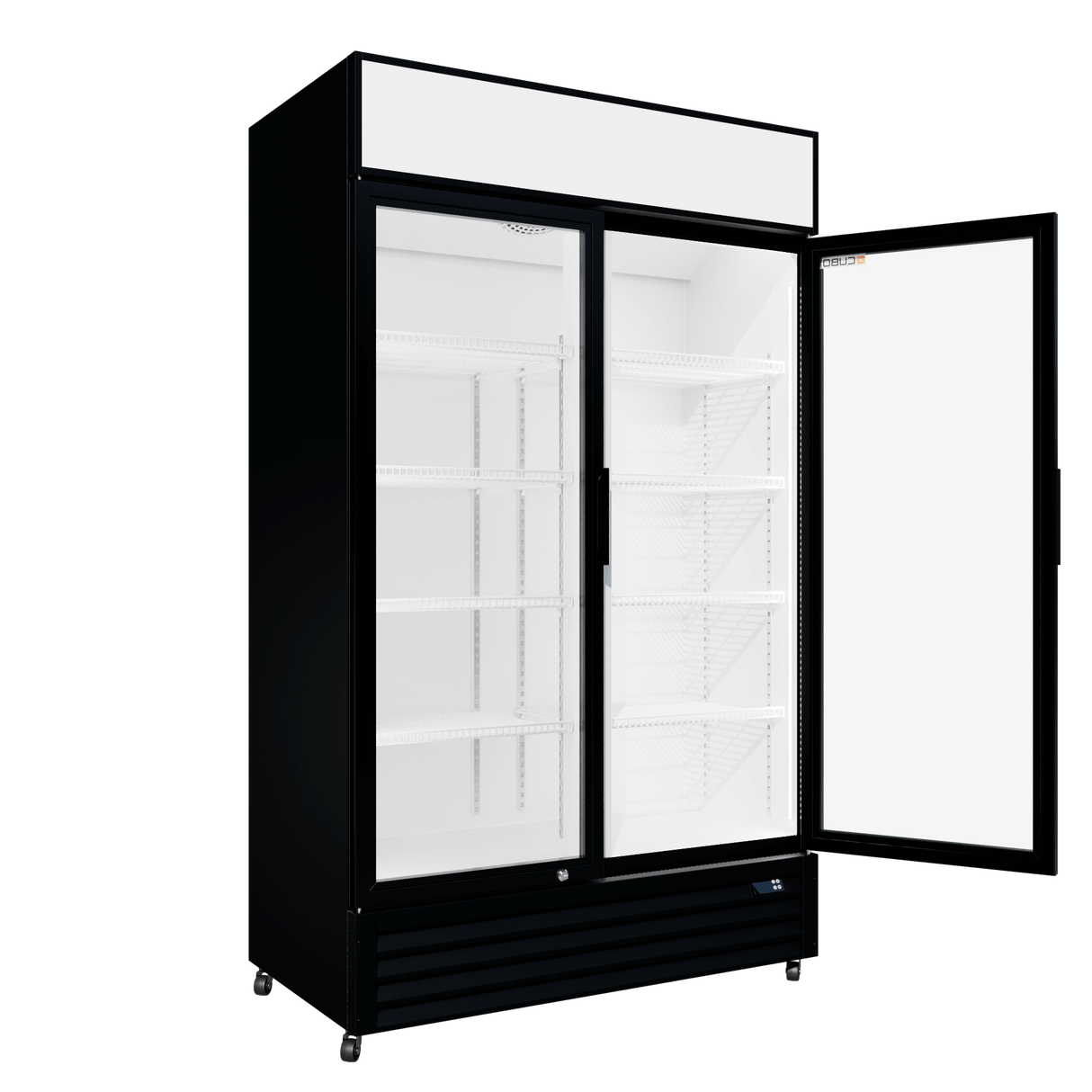 CUBO Kühlvitrine 525L - 2 Glastüren mit Scharnieren und Warendach - Abschließbar - Energieeffizient - CS-690A-EE