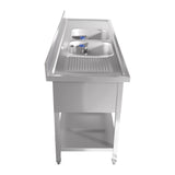 CUBO Doppelspülbecken aus Edelstahl mit Mittelbecken 1800mm CS-SSWB-1800