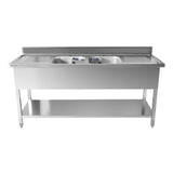CUBO Doppelspülbecken aus Edelstahl mit Mittelbecken 1800mm CS-SSWB-1800