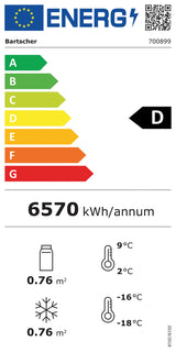 Bartscher Combinatie koelkast/vriezer 820L - 700899