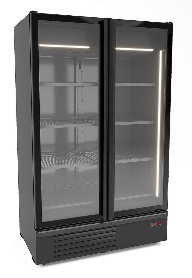 Combisteel Double Hinged Glass Door Freezer Merchandiser 1230Ltr - 7072.1140 Upright Double Glass Door Chillers Combisteel   