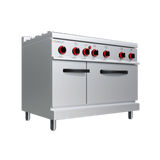 CUBO Gasfornuis 27kW - 6-pits - incl. statische gasoven 8kW - Diepte 70cm - Hoogwaardig model - CS-70-QQ-6-M