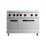 CUBO Gasfornuis 27kW - 6-pits - incl. statische gasoven 8kW - Diepte 70cm - Hoogwaardig model - CS-70-QQ-6-M