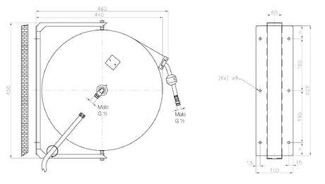 Combisteel Einziehbarer Schlauchaufroller 10 m mit Spritzpistole - 7212.0050