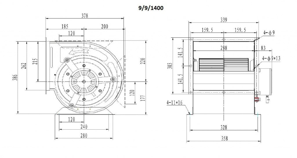 Combisteel Centrifugal Kitchen Extractor Box Fan 9/9 3000 m3/h - 7225.0155 Centrifugal Kitchen Extractor Fans Combisteel   