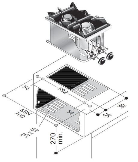 Combisteel Gas Range 2 Burner 7Kw - 7266.0010