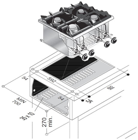 Combisteel Gas Range 4 Burner 18Kw - 7266.0015