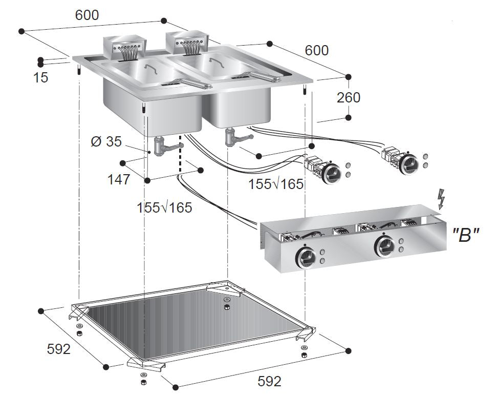 Combisteel Electric Fryer 2X10 L - 7266.0075