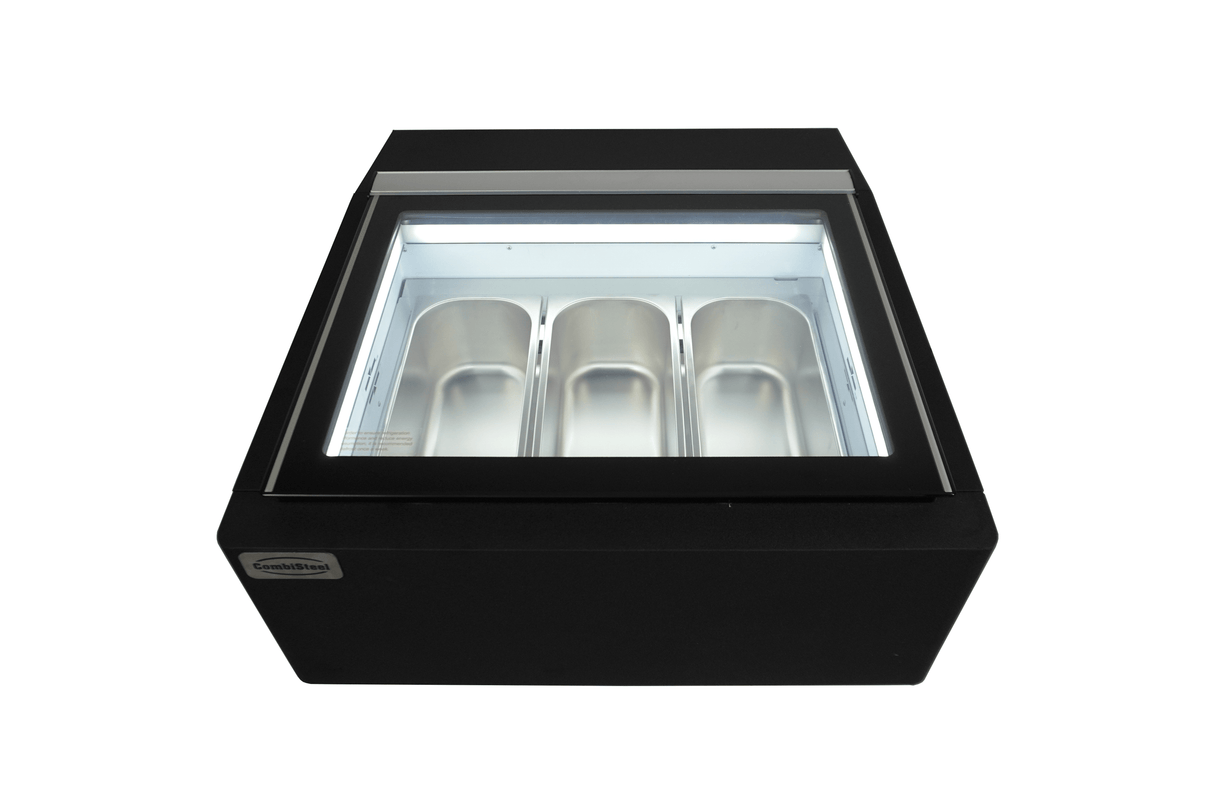 Combisteel Thekenmodell Eiscreme-Vitrine Schwarz, öffnet sich auf der Kundenseite - 7292.0020