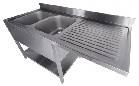 Combisteel Double Left Hand Bowls Dishwasher Sink 1600 x 700mm - 7333.1420 Dishwasher Sinks Combisteel   