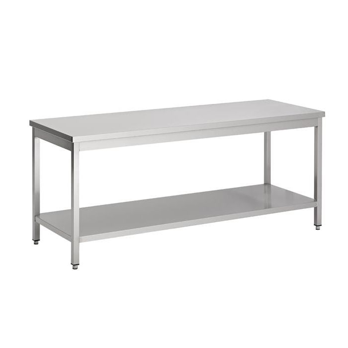 COMBISTEEL Edelstahl-Arbeitstisch mit Unterboden – 800 x 700 x 600 mm