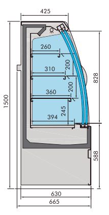 KOELVITRINE NOAH SCHUIFDEUREN 1.3 - COMBISTEEL