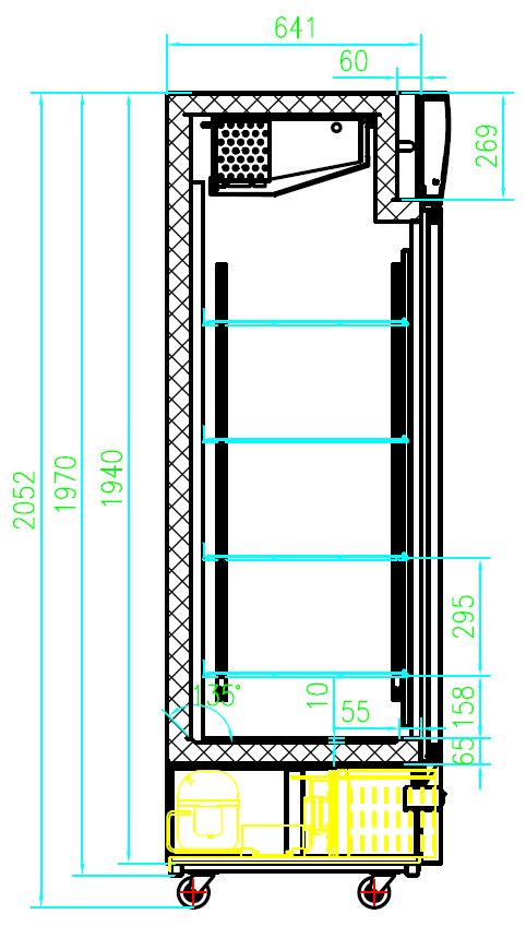 KOELKAST 2 GLASDEUREN - COMBISTEEL