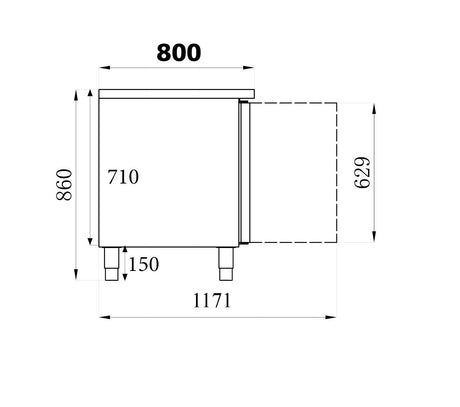 Combisteel Gekoelde Bakkerijtoonbank 3 Deuren - 7450.1220