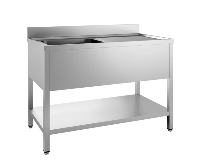 Combisteel 700 Stainless Steel Single Left Bowl Sink Flat Pack 1400mm Wide - 7452.0435 Single Bowl Sinks Combisteel   