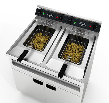 Combisteel Electric Fryer Twin Tank Twin Baskets 2 x 12 Litre 2 x 9Kw 400v - 7455.0965 Freestanding Electric Fryers Combisteel   