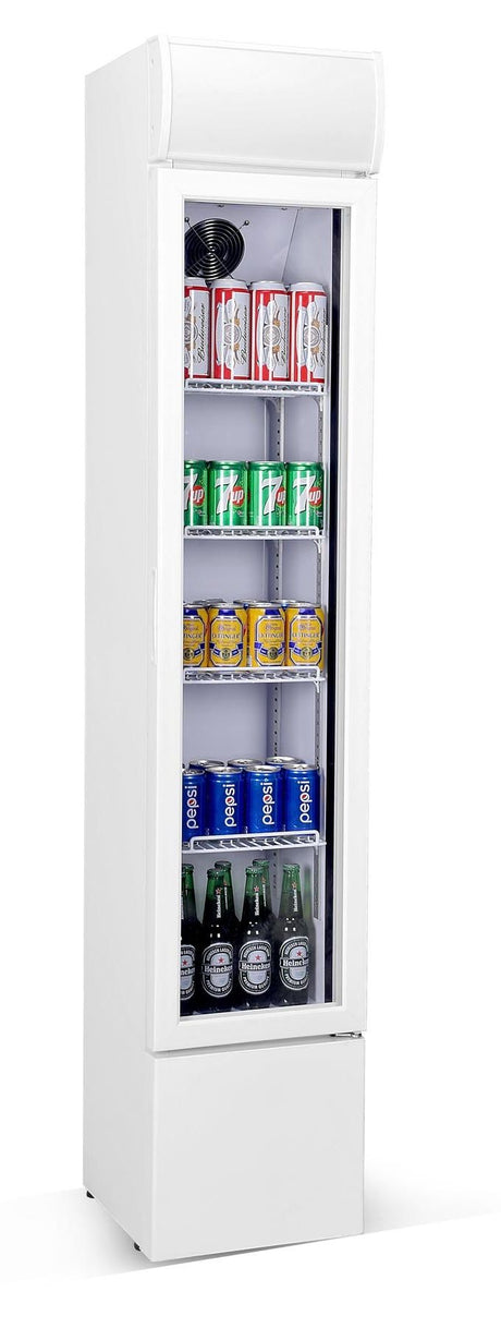 Combisteel Slimline Narrow Single Hinged Glass Door Fridge Merchandiser 105Ltr - 7455.1385 Upright Single Glass Door Chillers Combisteel   